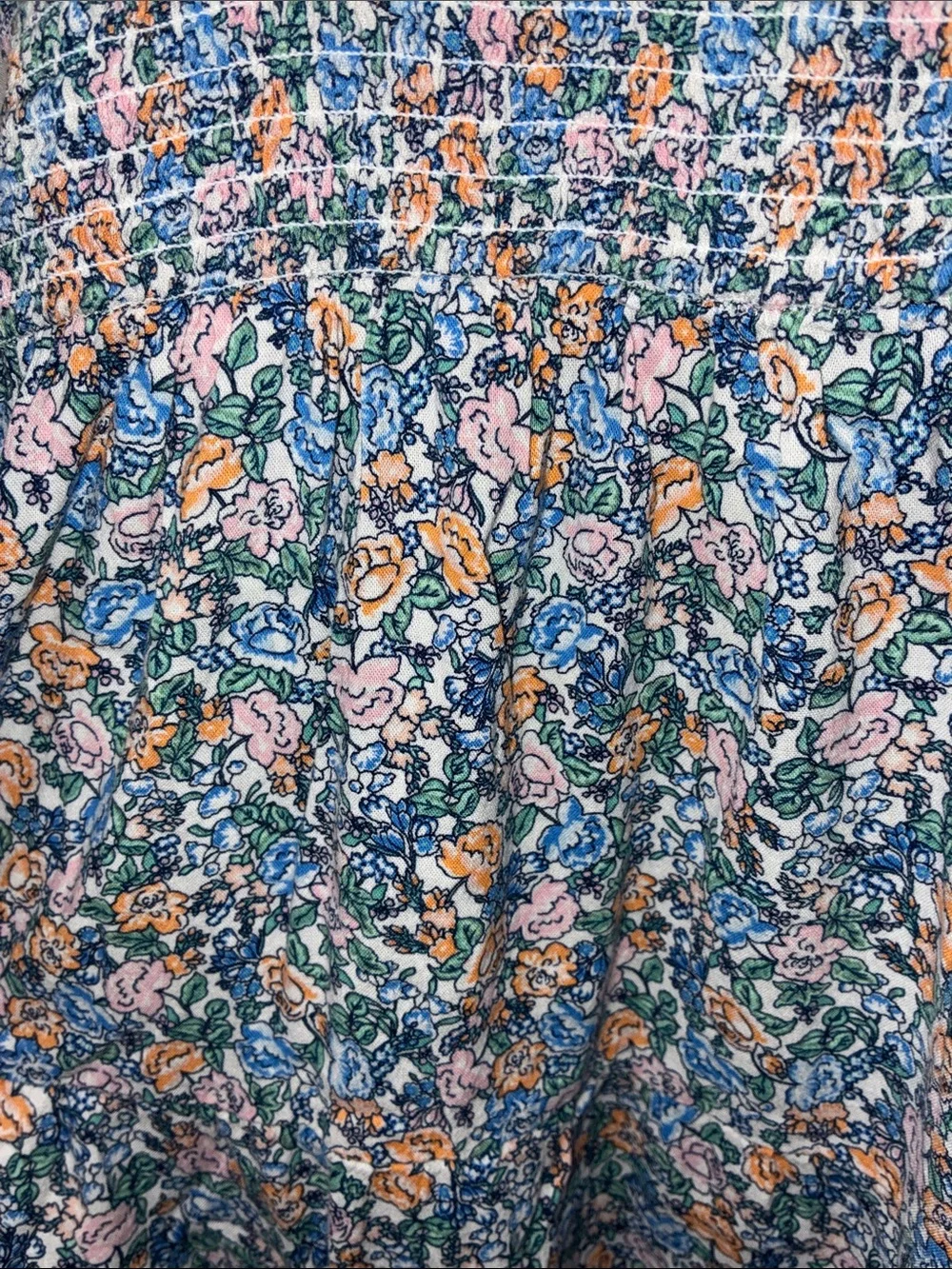 Old Navy Blue Floral Smocked Sundress with Peach Accents